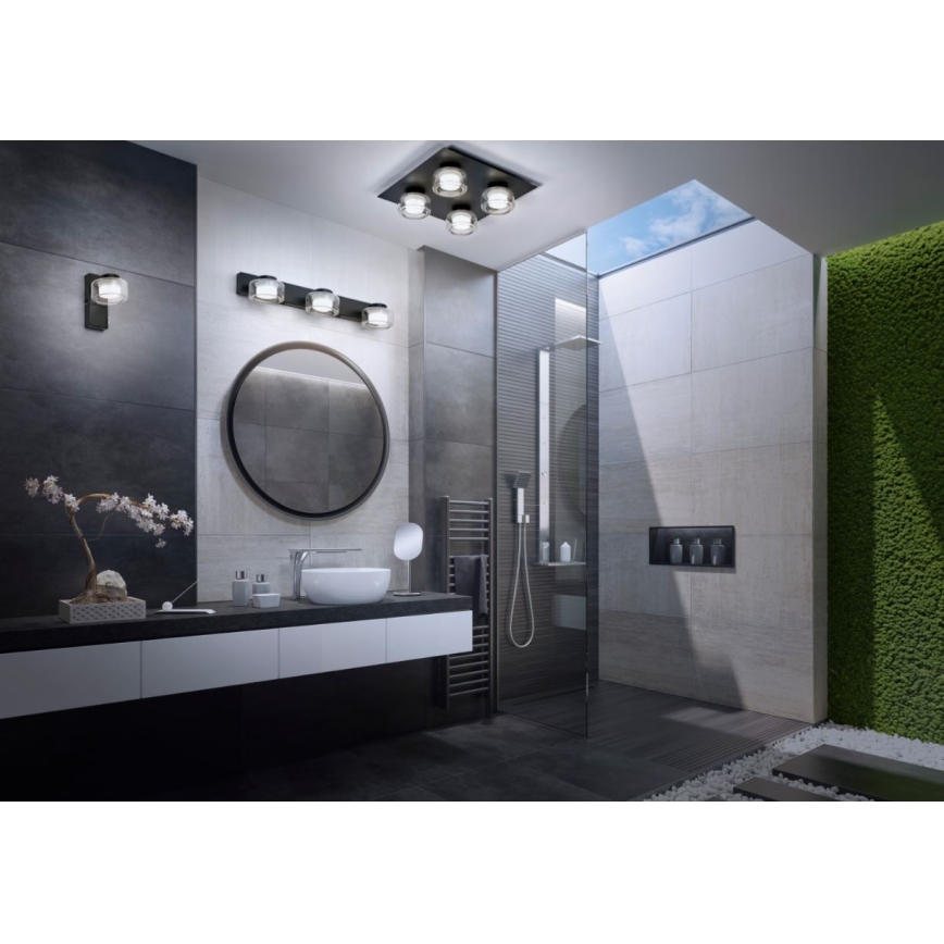 Ledvance - LED-seinävalaisin kylpyhuoneeseen ORBIS FLAME 2xLED/5,5W/230V 3000/4000K IP44 musta