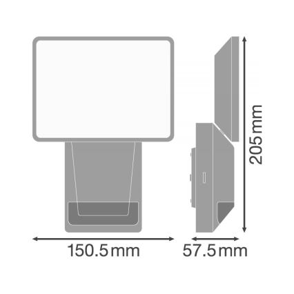 Ledvance - LED-seinävalonnheitin anturilla ulkokäyttöön FLOOD LED / 15W / 230V IP55