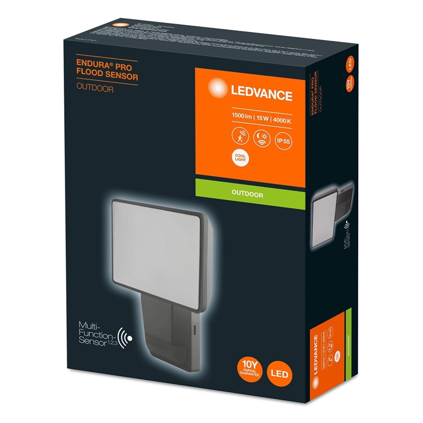 Ledvance - LED-seinävalonheitin anturilla ulkokäyttöön FLOOD LED / 15W / 230V IP55