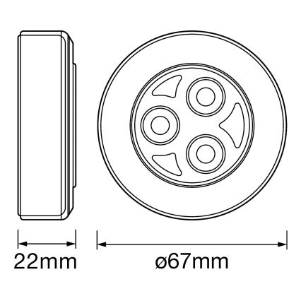 Ledvance - LED- suuntaus kosketusvalo DOT-IT LED / 0,23 W / 4,5 V