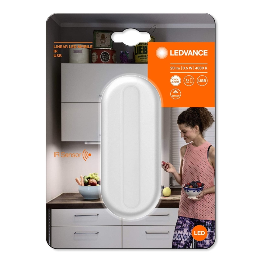 Ledvance - LED-suuntausvalo anturilla MOBILE LED / 0.5W / 4.2V CRI 90