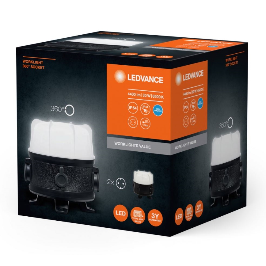 Ledvance - LED-työvalo kanssa 2 pistoketta WORKLIGHT SOCKET LED/30W/230V IP54
