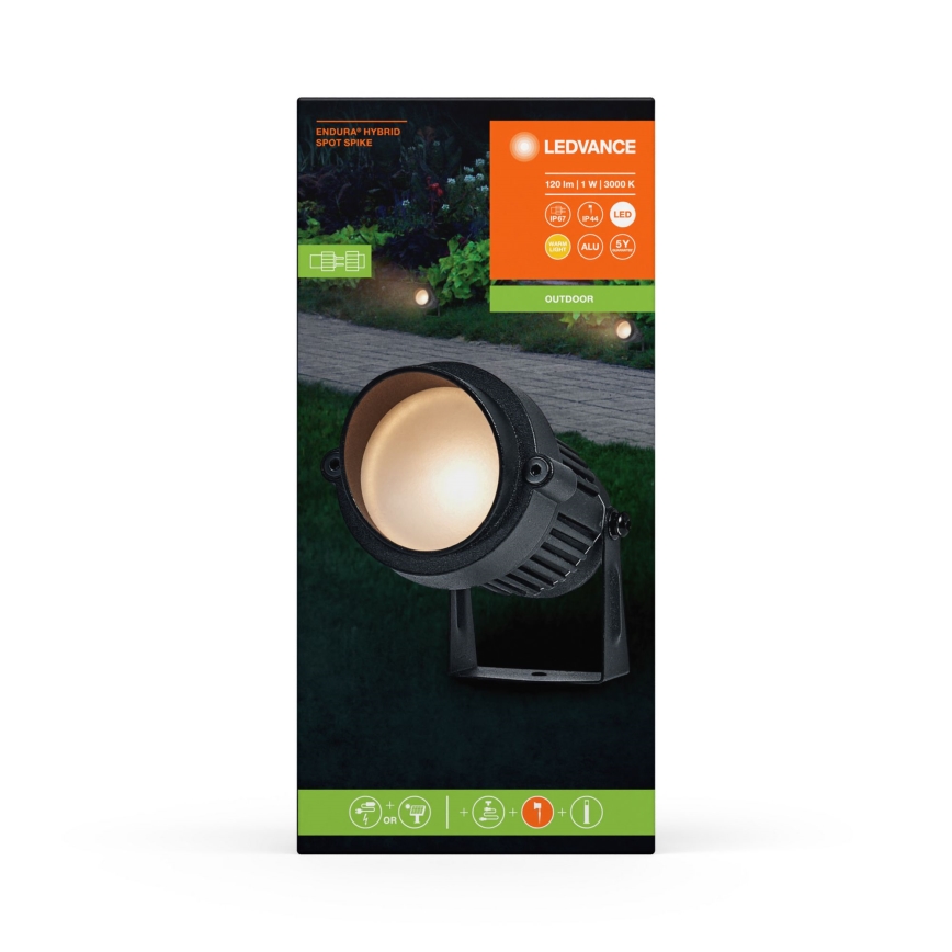 Ledvance - LED-ulkolamppu ENDURA HYBRID SPOT SPIKE LED/1W/12V IP44