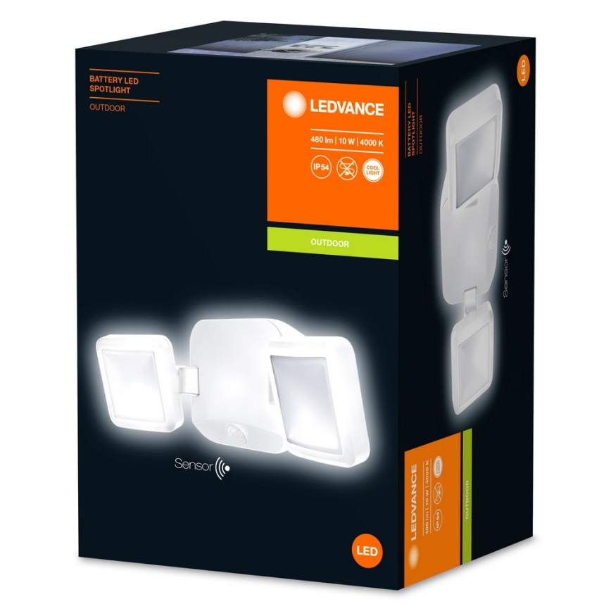 Ledvance - LED-ulkoseinävalaisin anturilla BATTERY 2xLED/10W/6V IP54