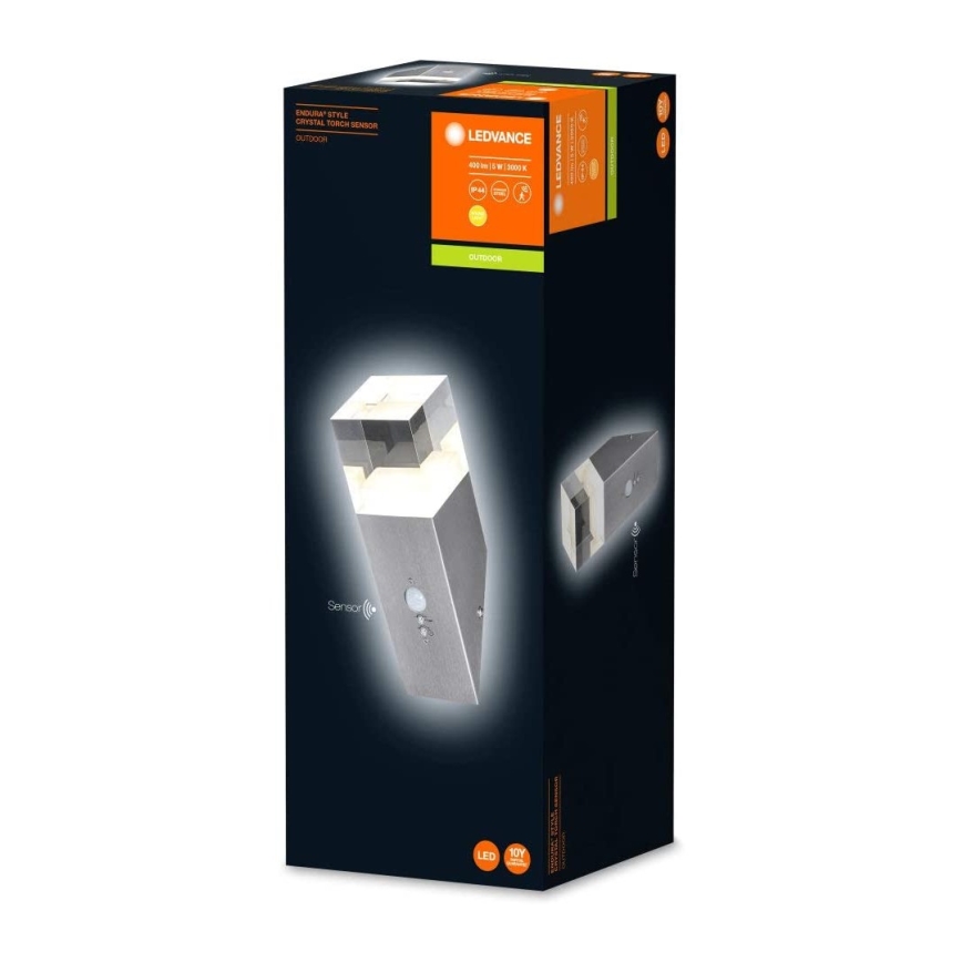 Ledvance - LED-ulkoseinävalaisin anturilla CRYSTAL 1xLED / 5W / 230V IP44