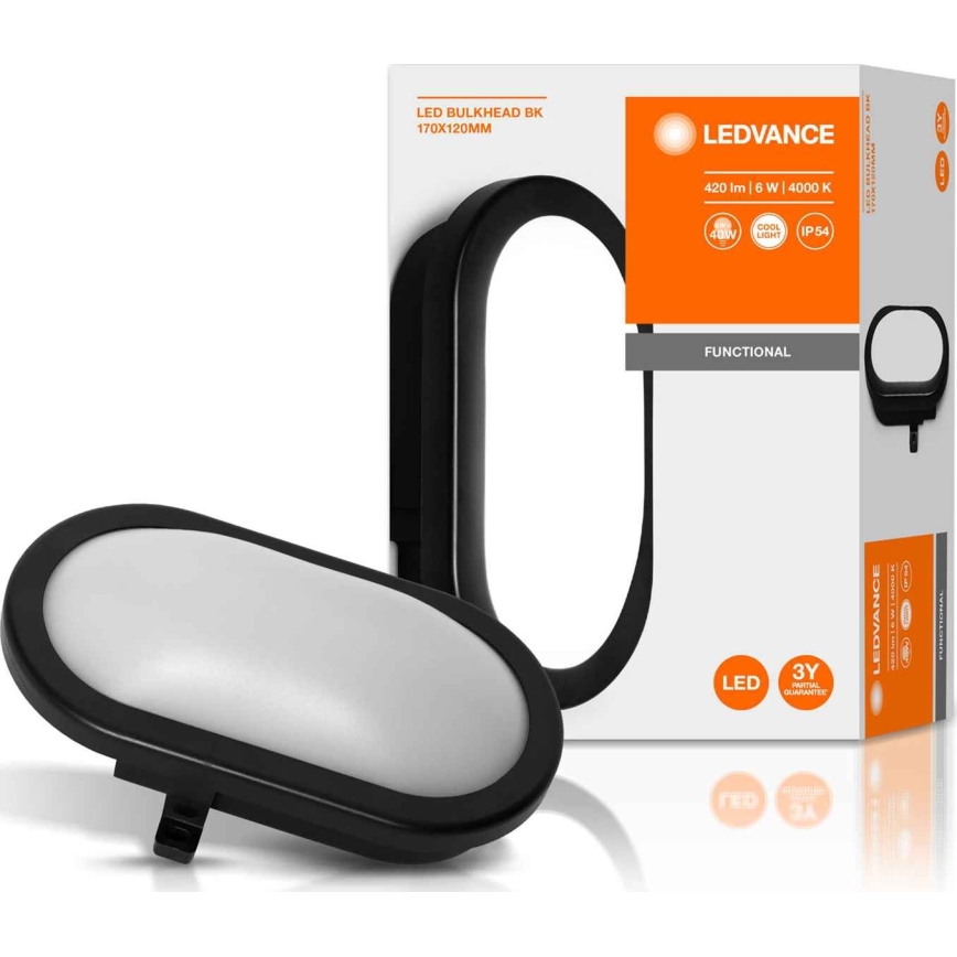 Ledvance - LED-ulkoseinävalaisin BULKHEAD LED/6W/230V IP54 musta