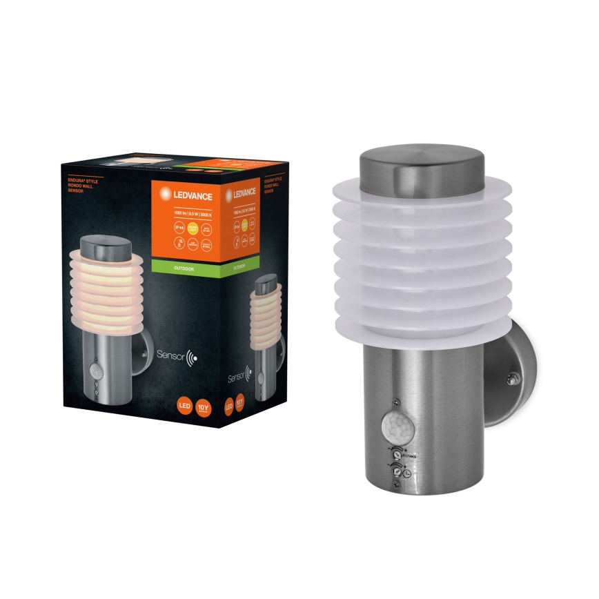 Ledvance - LED Ulkovalo anturilla ENDURA RONDO LED/9,5W/230V IP44 kromi