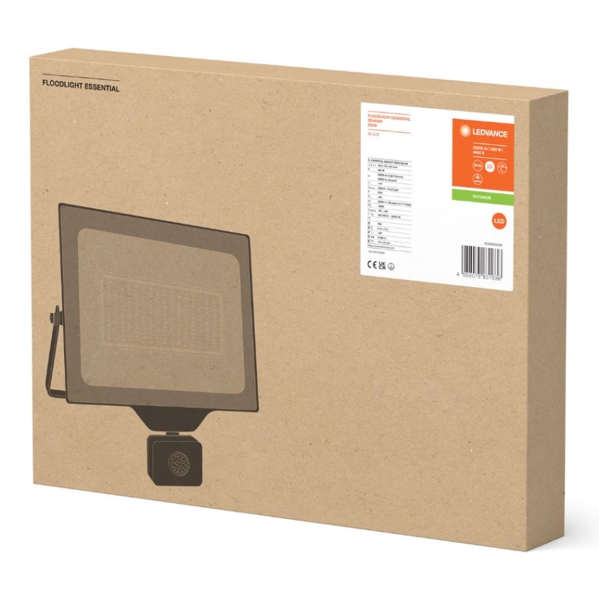 Ledvance - LED Ulkoseinävalonheitin anturilla FLOODLIGHT ESSENTIAL LED/200W/230V IP65