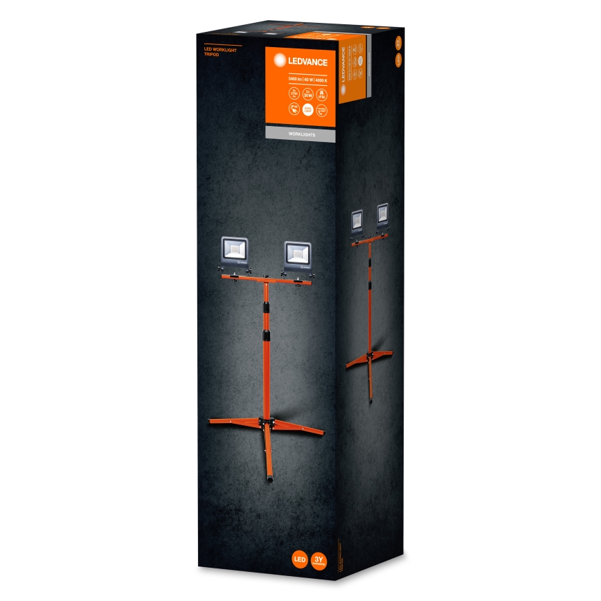 Ledvance - LED-valonheitin kahvalla TRIPOD 2xLED/30W/230V IP65
