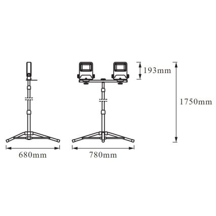 Ledvance - LED-valonheitin kahvalla TRIPOD 2xLED/30W/230V IP65