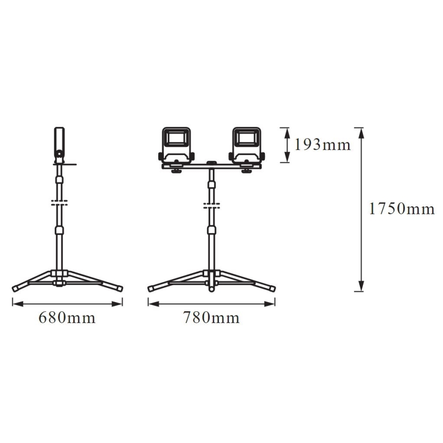 Ledvance - LED-valonheitin kahvalla TRIPOD 2xLED/30W/230V IP65