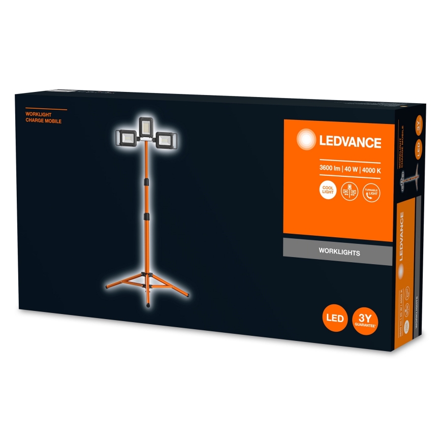 Ledvance - LED-valonheitin telineellä TRIPOD 1xLED/30W/230V + 2xLED/5W IP65