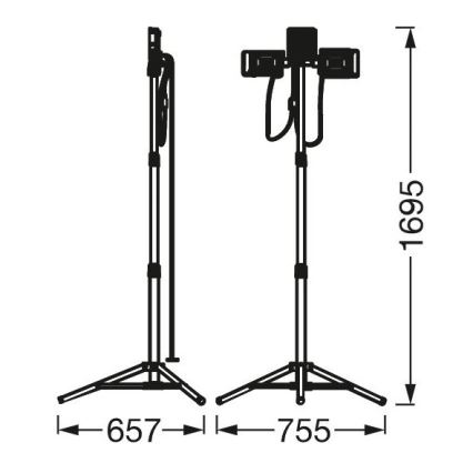 Ledvance - LED-valonheitin telineellä TRIPOD 1xLED/30W/230V + 2xLED/5W IP65