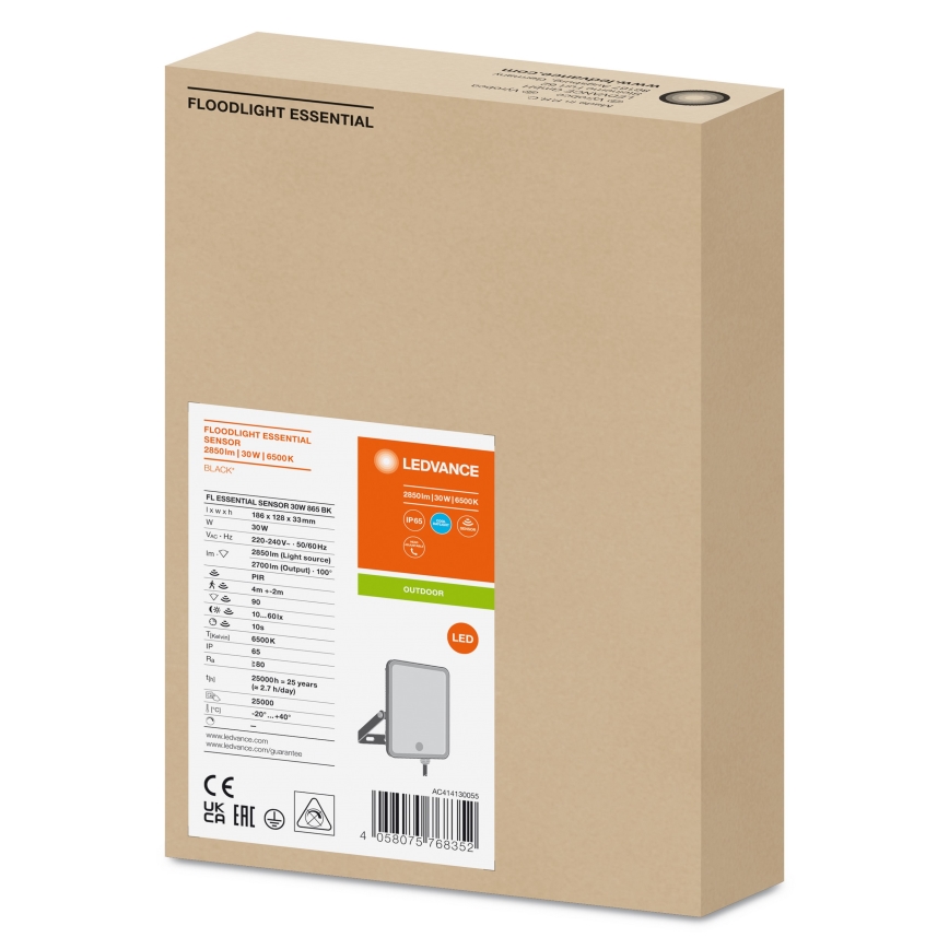 Ledvance - LED Valonheitin ulkokäyttöön sensorilla FLOODLIGHT LED/30W/230V 6500K IP65