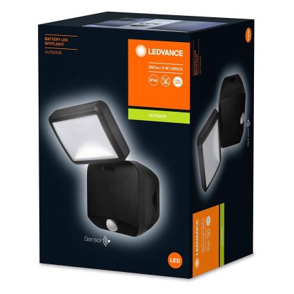 Ledvance - LED-valonheitin ulkoseinään anturilla SPOTLIGHT LED / 4W / 6V IP54