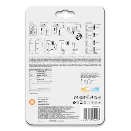 Ledvance - LED Virtapankki taskulamppu toiminnolla MOBILE LED/0,5W/5V 1800mAh 2xUSB