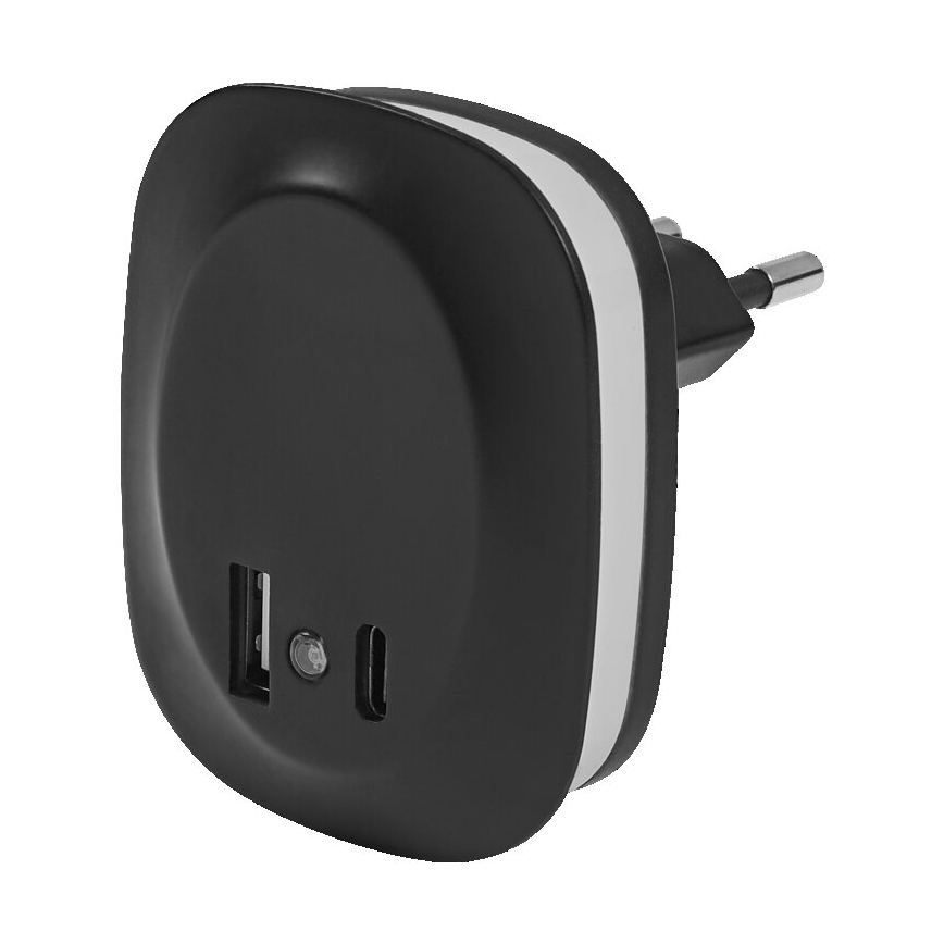 Ledvance - LED-yövalo anturilla ja USB LUNETTA LED/12,5W/230V 3000K musta