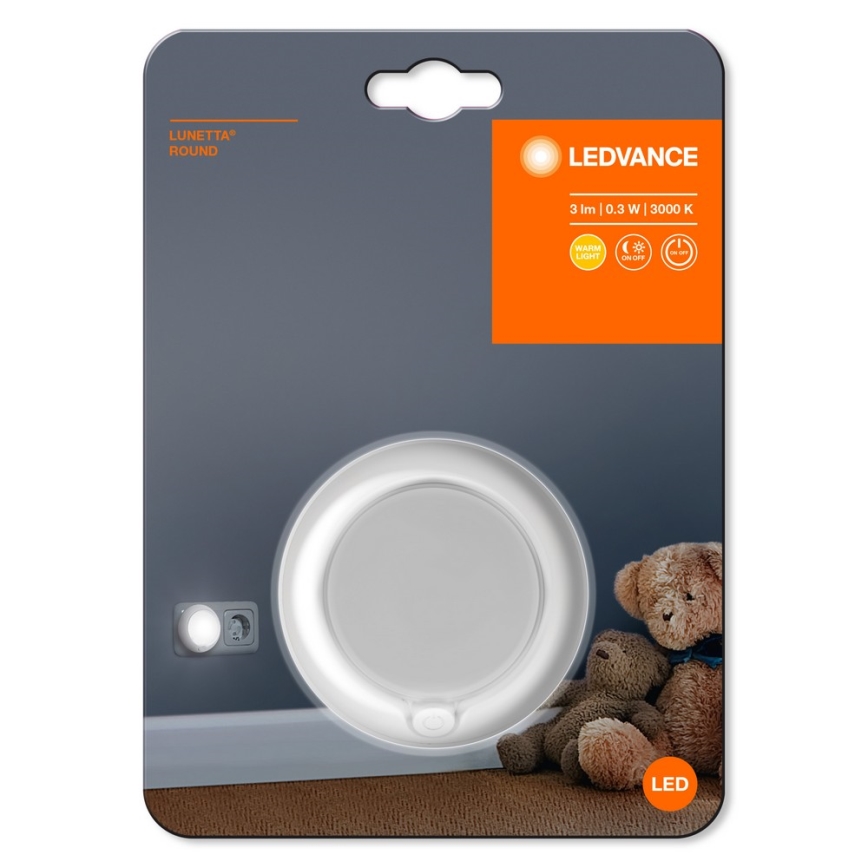 Ledvance - LED-yövalo anturilla LUNETTA LED/0,3W/230V 3000K