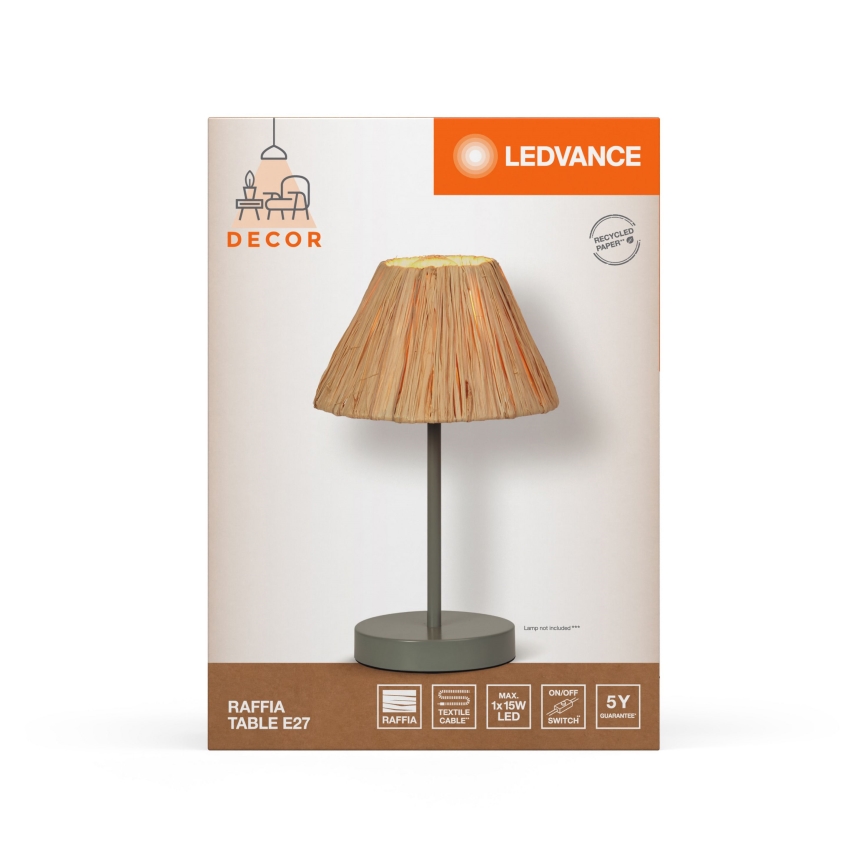 Ledvance - Pöytävalaisin DECOR RAFFIA 1xE27/15W/230V juuttinaru