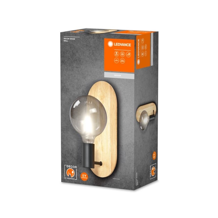 Ledvance - Seinävalaisin DECOR WOOD 1xE27/8W/230V
