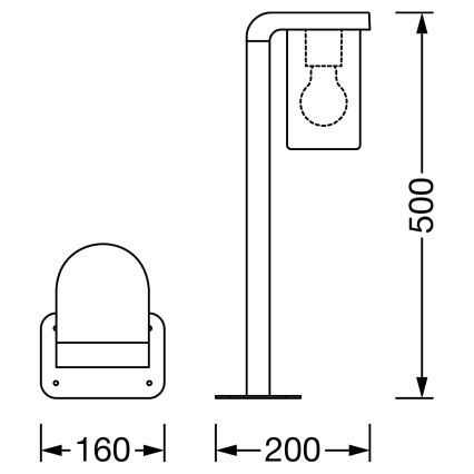 Ledvance - Ulkolamppu CASCADE 1xE27/25W/230V IP44 50 cm
