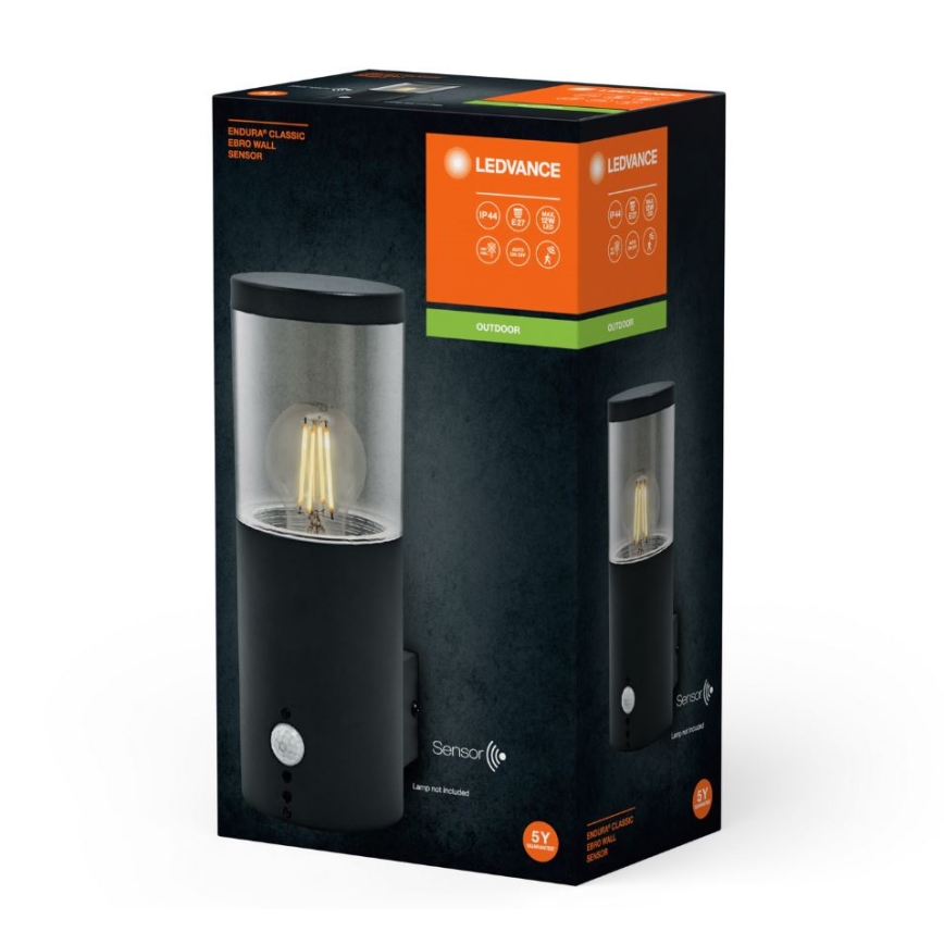 Ledvance - Ulkovalo anturilla EBRO 1xE27/20W/230V IP44