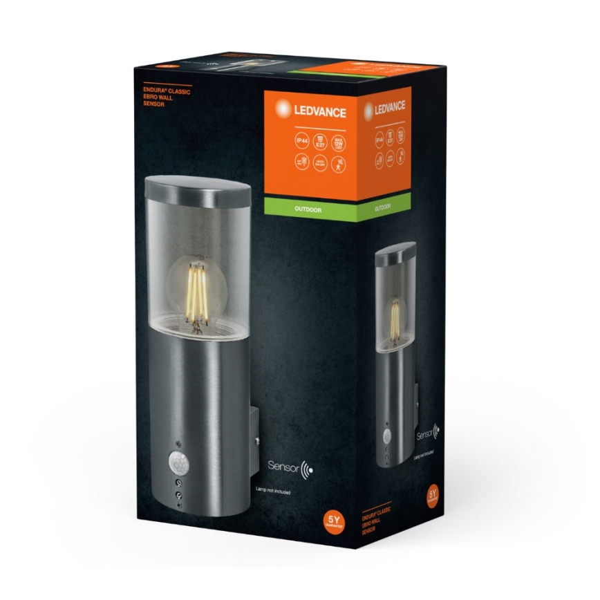 Ledvance - Ulkovalo anturilla EBRO 1xE27/20W/230V IP44