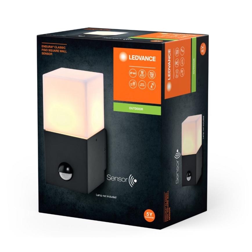 Ledvance - Ulkovalo anturilla FIGO SQUARE 1xE27/20W/230V