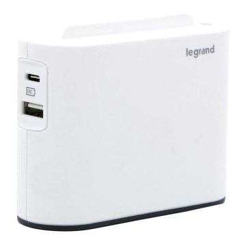 Legrand 049401 - Pistokkeen jakaja 2Z Tyyppi C + USB-A + USB-C valkoinen