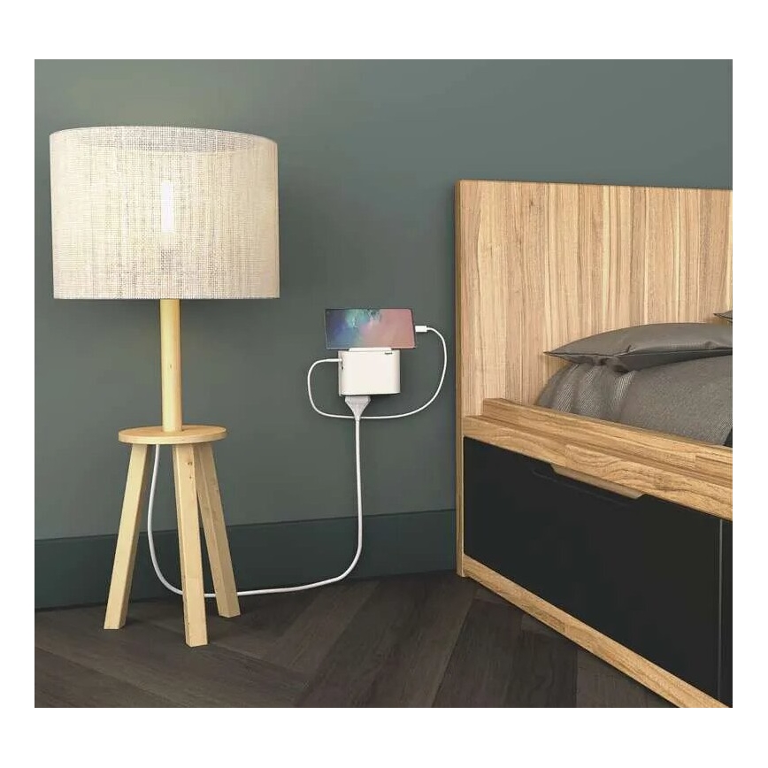 Legrand 049401 - Pistokkeen jakaja 2Z Tyyppi C + USB-A + USB-C valkoinen