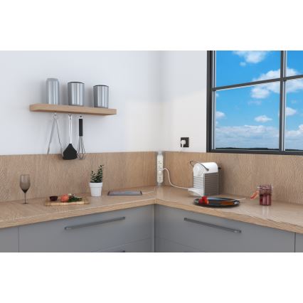 Legrand 049406 - Jatkojohto 3Z Tyyppi E + USB-A + USB-C 1m hopea/valkoinen