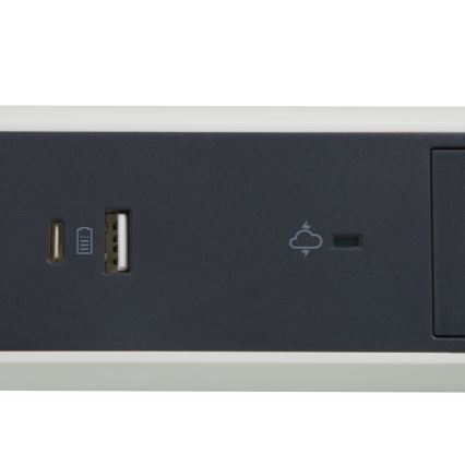 Legrand 049416 - Jatkojohto kytkimellä 3Z Tyyppi E + USB-A + USB-C 1,5m