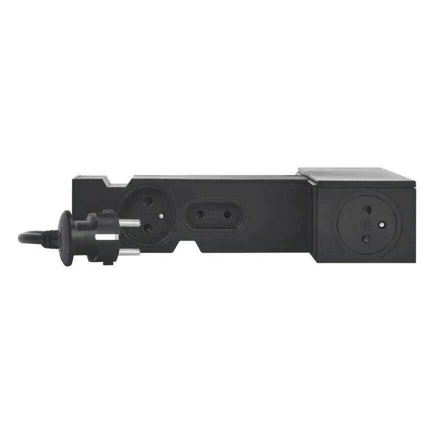 Legrand 049430 - Multimedia HUB kytkimellä 4Z Tyyppi E + 4Z Tyyppi C 2m musta