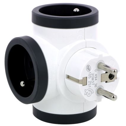 Legrand 049436 - Pistokkeen jakaja swivel 3Z Tyyppi E valkoinen/musta
