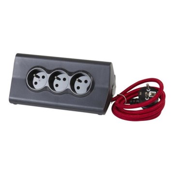 Legrand 050411 - Jatkokaapeli kytkimellä ja tabletin jalustalla 3Z Tyyppi E + 2 x USB-A 1,5m musta