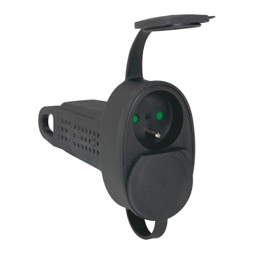 Legrand 50575 - Kumipistoke ilman kaapelia 250V / 16A 2x2P + T IP44 musta