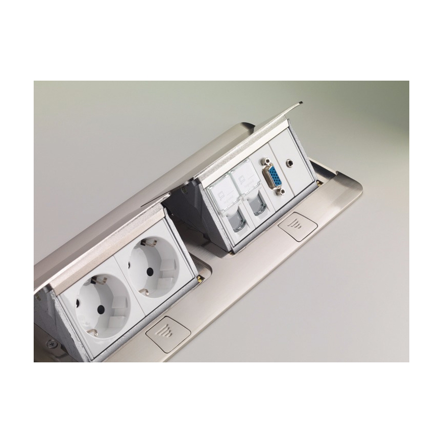 Legrand 54023 - Pistorasiarunko pöydälle POP-UP 2x4M ruostumaton