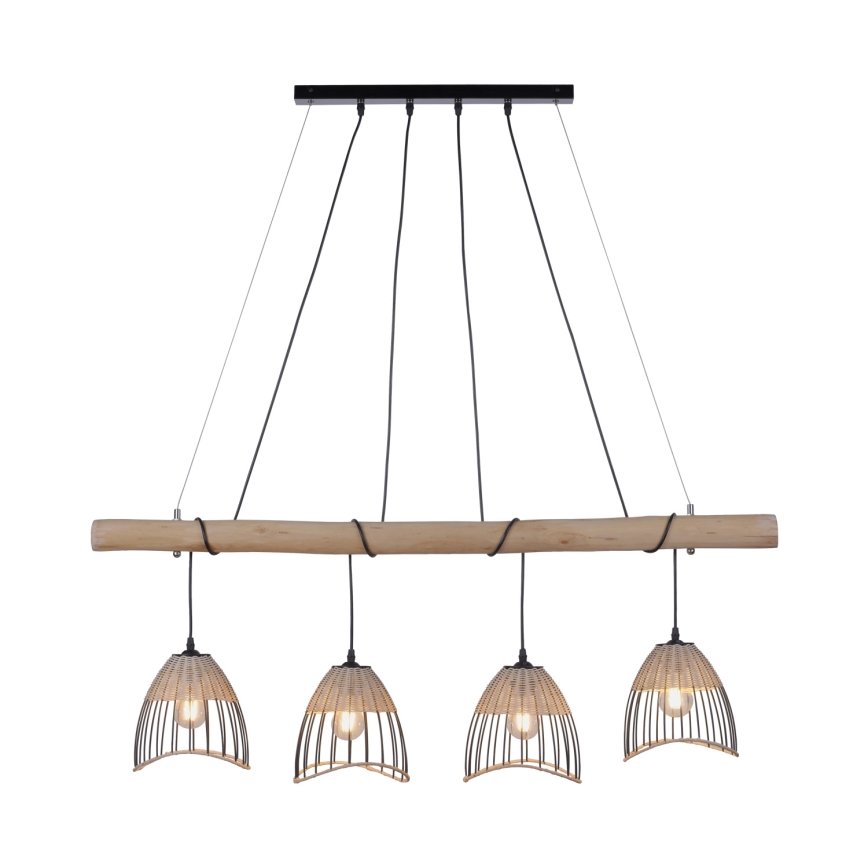 Leuchten Direkt 11156-79 - Kattokruunu johdossa REED 4xE27/60W/230V eukalyptus