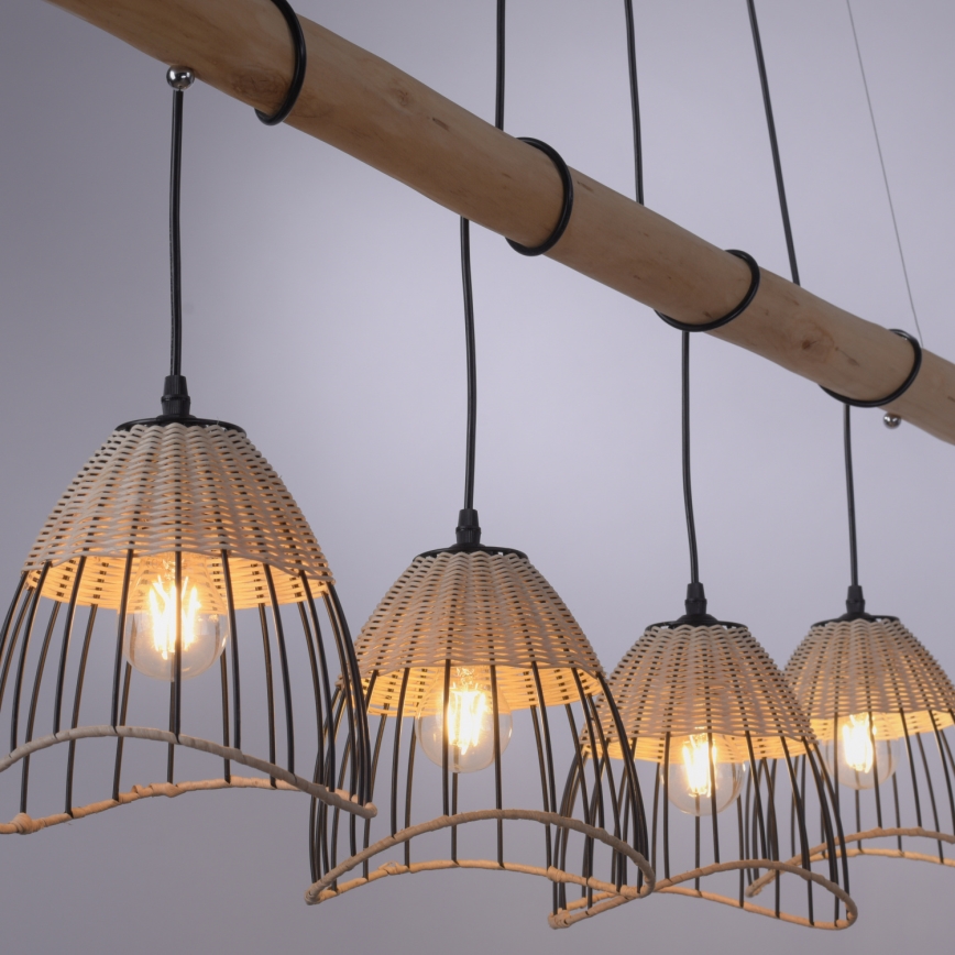 Leuchten Direkt 11156-79 - Kattokruunu johdossa REED 4xE27/60W/230V eukalyptus