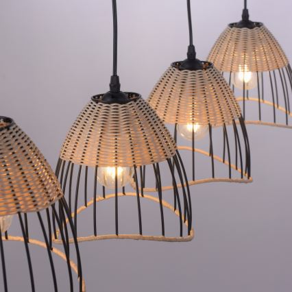 Leuchten Direkt 11156-79 - Kattokruunu johdossa REED 4xE27/60W/230V eukalyptus