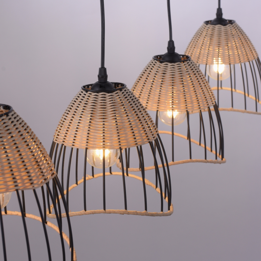 Leuchten Direkt 11156-79 - Kattokruunu johdossa REED 4xE27/60W/230V eukalyptus