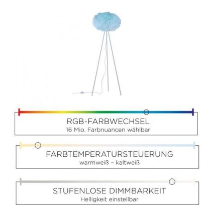 Leuchten Direkt 11212-16 - LED RGBW Himmennettävä lattiavalaisin NAOMI LED/10W/230V 2700-5000K Wi-Fi TUYA + kauko-ohjaus