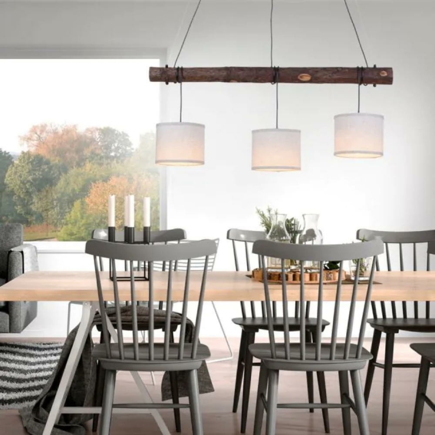 Leuchten Direkt 11238-79 - Kattokruunu johdossa BARK 3xE27/40W/230V puu