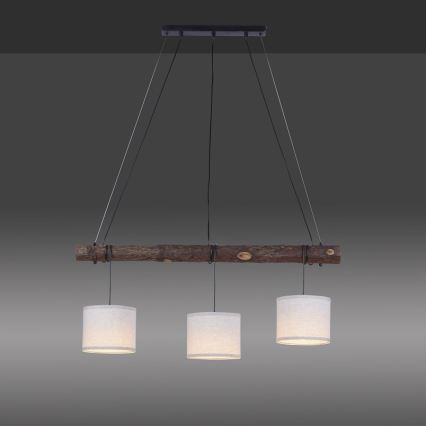 Leuchten Direkt 11238-79 - Kattokruunu johdossa BARK 3xE27/40W/230V puu