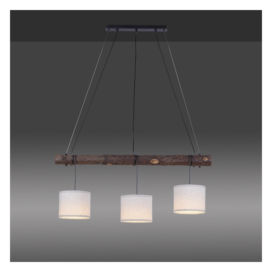 Leuchten Direkt 11238-79 - Kattokruunu johdossa BARK 3xE27/40W/230V puu