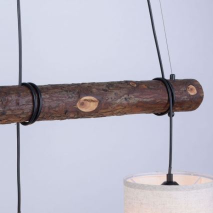 Leuchten Direkt 11238-79 - Kattokruunu johdossa BARK 3xE27/40W/230V puu