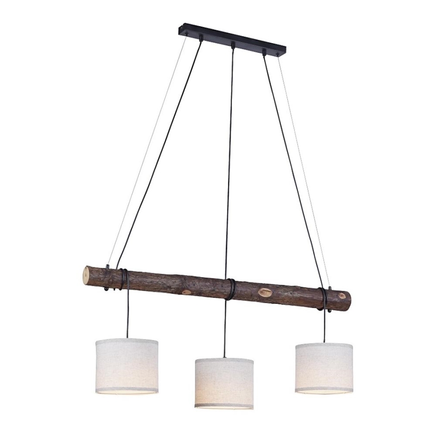 Leuchten Direkt 11238-79 - Kattokruunu johdossa BARK 3xE27/40W/230V puu