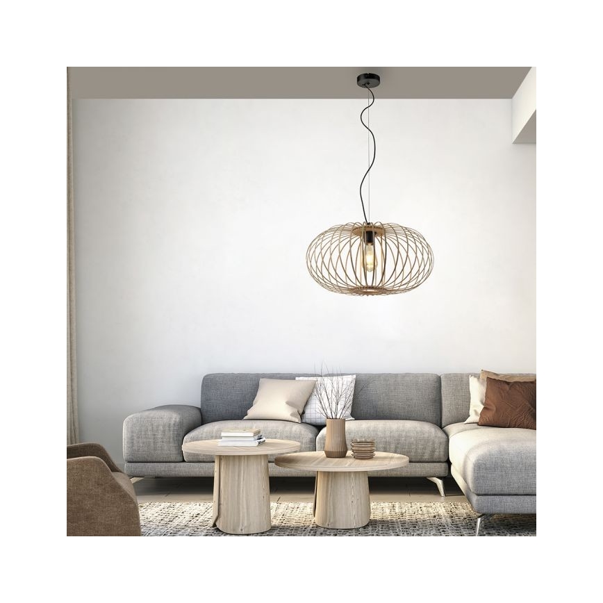 Leuchten Direkt 11409-79 - Kattokruunu johdossa RACOON 1xE27/40W/230V bambu