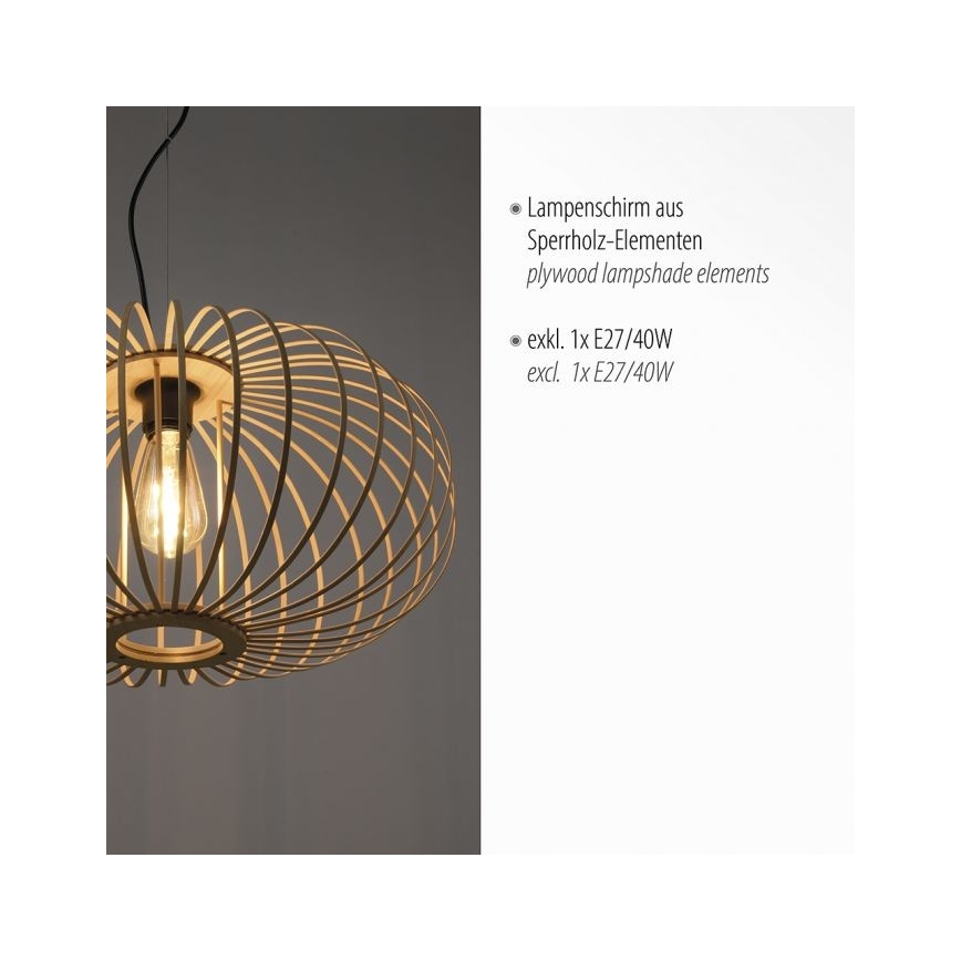Leuchten Direkt 11409-79 - Kattokruunu johdossa RACOON 1xE27/40W/230V bambu