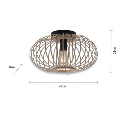 Leuchten Direkt 11410-79 - Kiinteä kattokruunu RACOON 1xE27/40W/230V halkaisija 40 cm bambu